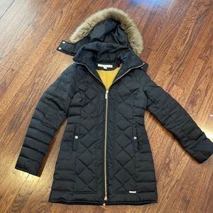 KENNETH COLE mid length black puffer jacket . Size XS